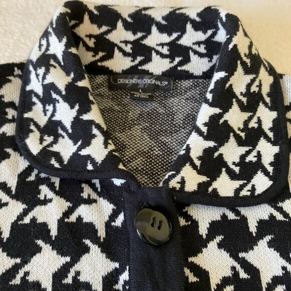 Vintage Womens Button Front Collar Sweater Cardigan Houndstooth Plaid Preppy - Picture 5 of 8